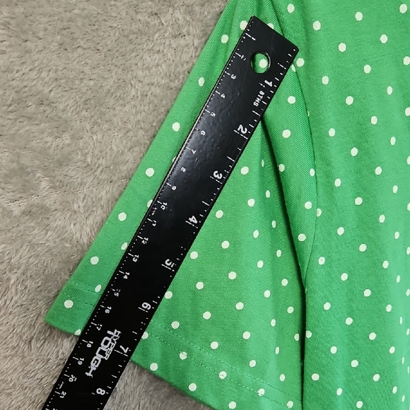 Shenanigans Womens Green Polka Dot Blouse Knit Sz Lg Button Front - Picture 6 of 8